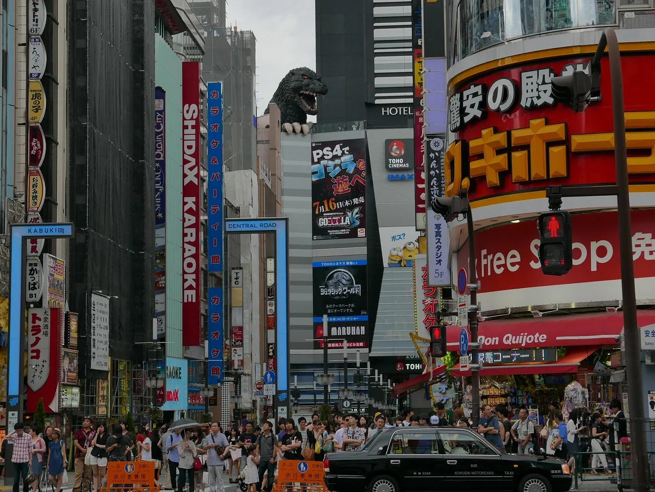 japan, tokyo, godzilla, shibuya, toho cinema, billboards, busy, city, centre, big, crowds, taxi, posters, advertisements, godzilla, godzilla, godzilla, godzilla, godzilla, shibuya, shibuya