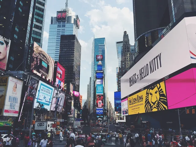 times square, new york, city, nyc, crowd, busy, traffic, people, pedestrians, streets, roads, signs, billboards, buildings, architecture, urban, blue road, blue time, blue news, blue crowd, blue street, blue new, times square, times square, times square, times square, times square. Out of home advertising planning template: columns and one row